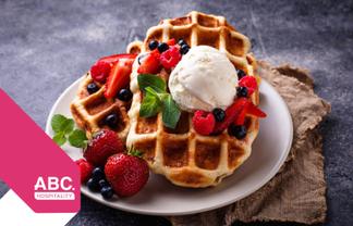 Waffle and Ice Cream in Busy Mall