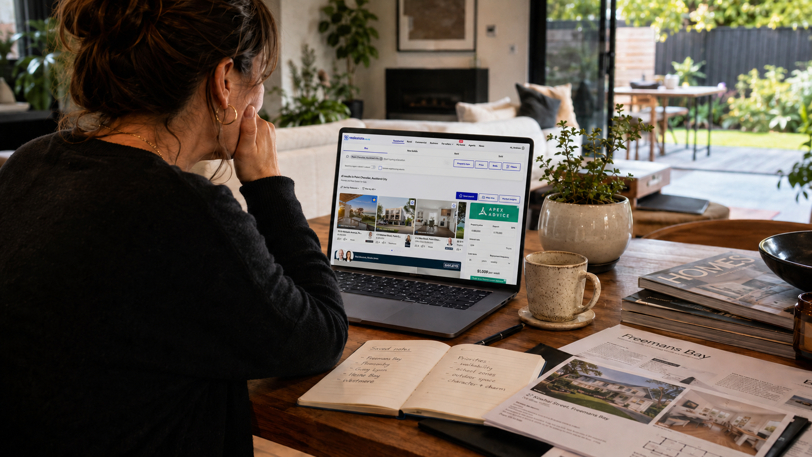 working from home and house hunting on realestate.co.nz